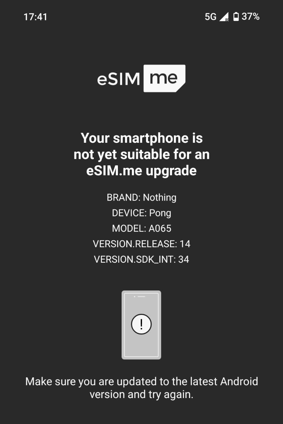 esim.me is not supported
